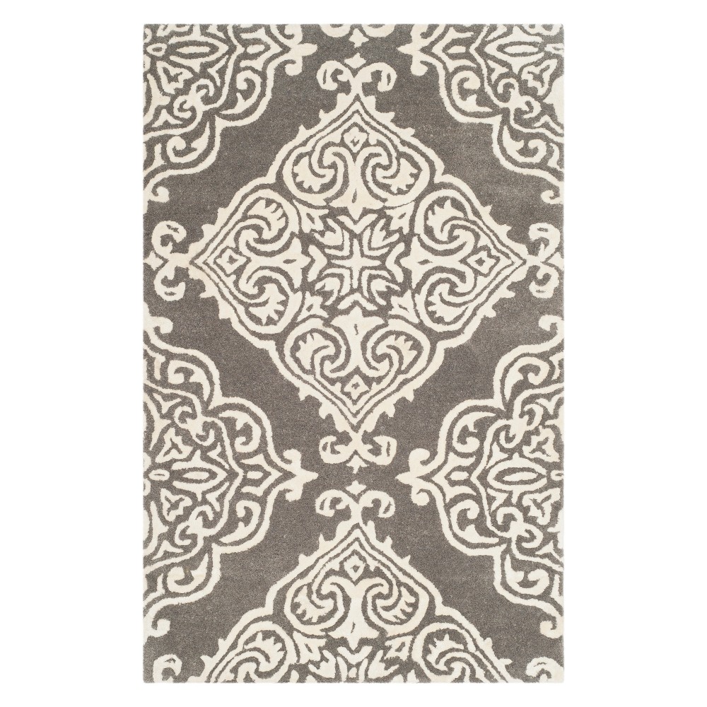  Gwen Medallion Tufted Accent Rug Dark Gray/Ivory