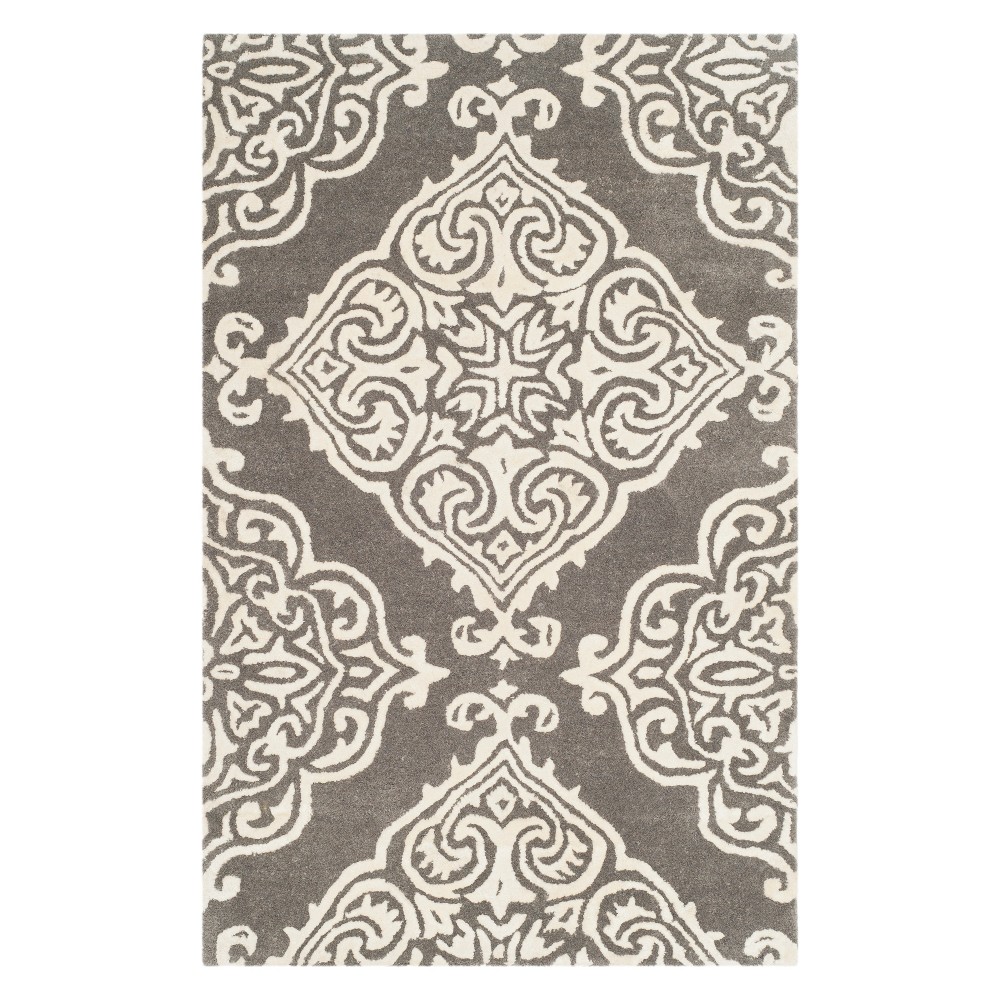 2'x3' Gwen Medallion Tufted Accent Rug Dark Gray/Ivory - Safavieh