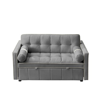 TiramisuBest Modern 55.5" Pull Out Sleep Sofa Bed 2 Seater Loveseats Sofa Couch with side pockets, Modular Sectional Sofa with Storage, Side