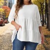 Women's Plus Size Casual Knit Babydoll Long Sleeve Peplum Blouse - Agnes Orinda - 2 of 4
