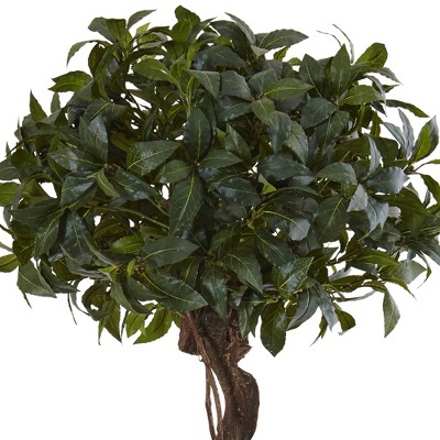 4.5' Sweet Bay Silk Double Topiary in Rustic Farmhouse Planter