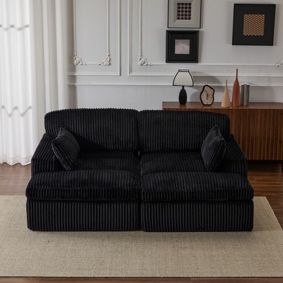 Whisen 2-Piece L-Shaped Sectional Compression Sofa with Soft Corduroy Fabric, No Assembly Required
