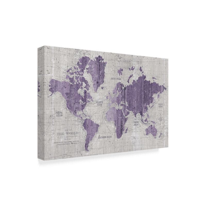 Trademark Fine Art -Wild Apple Portfolio 'Old World Map Purple Gray' Canvas Art, 1 of 5