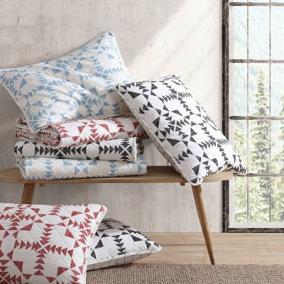 Ivory and Charcoal Cotton Reversible Full Quilt Set