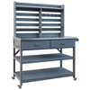 Nestfair Potting Bench with Stainless Steel Top 2 Drawers and Lockable Wheels Gray Blue - 3 of 4