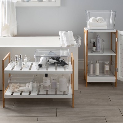 Large Clear Plastic Lidded Storage Tote Bin