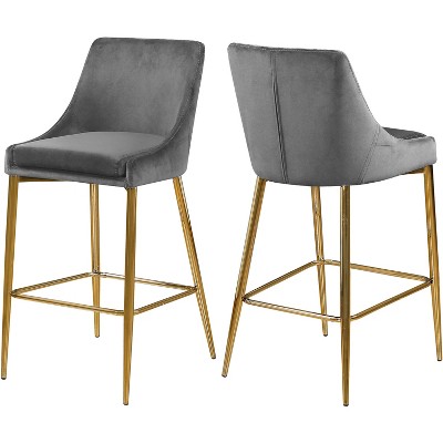 HomeStock 37.5 in.H Gray Finish Low Back Metal Frame Barstool Velvet ...