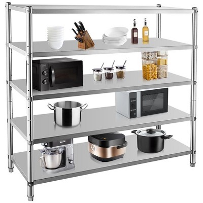 Stainless Steel Shelves,60x19x72.5 in Storage Shelf 5-Tier Heavy Duty Storage Rack