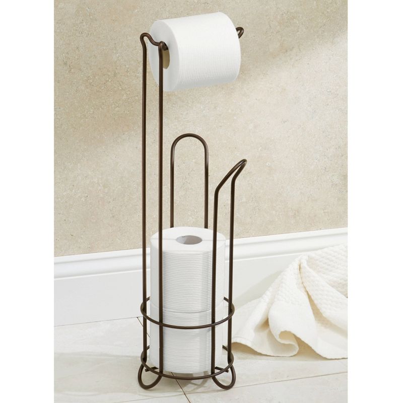 iDESIGN Classico Metal Free Standing Toilet Paper Tissue Holder Roll Reserve Canister Bronze, 6 of 7