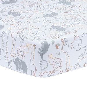 Lambs & Ivy Jungle Story 100% Cotton Safari Baby Fitted Crib Sheet - White - 1 of 4