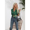 Women's Satin Shirt with Notched Collar Relaxed Fit Glossy Shirt for Layering Top - 2 of 4