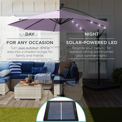 Lavender 10ft Market Patio Umbrella with Adjustable Tilt and LED Lights