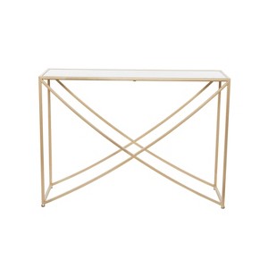 Contemporary Metal X Console Table Small Gold - Olivia & May: Chic Marble Top, No Assembly Required - 1 of 4
