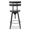 GDFStudio Theo Modern Industrial Fir Wood and Iron Adjustable Swivel Barstool, Brown and Black Brushed Silver - 4 of 4