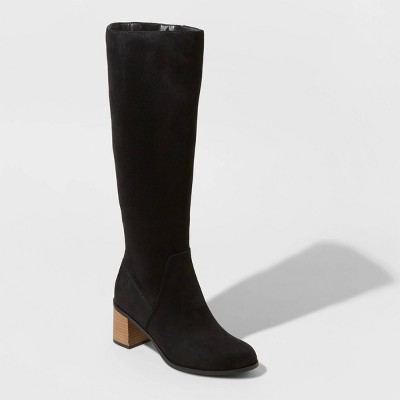 wide calf knee high black boots