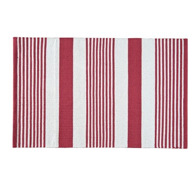 2'x6' Rectangle Woven Stripe Accent Rug Red - C&F Home