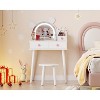 Kids Vanity Set with Lights, Bear-Shaped Make Up Vanity Desk with Mirror&Stool, Wooden Princess Toddler Make Up Table Set for Little Girls - 2 of 4