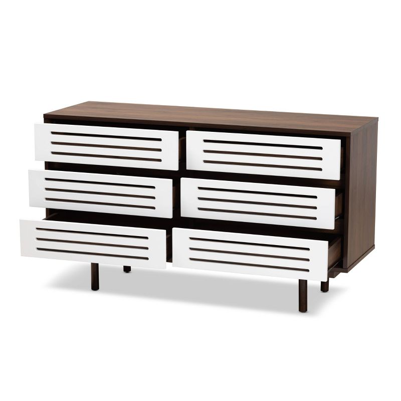6 Drawer Wood Dresser and Meike Two-Tone Walnut/White - Baxton Studio, 3 of 11