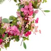 Northlight Chrysanthemum and Hydrangea Artificial Floral Spring Wreath - 23" - Pink - 4 of 4