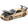 Toyota Supra "Top Secret" GT300 RHD (Right Hand Drive) Gold Metallic with Carbon Hood 1/64 Diecast Model Car by Pop Race - 2 of 4