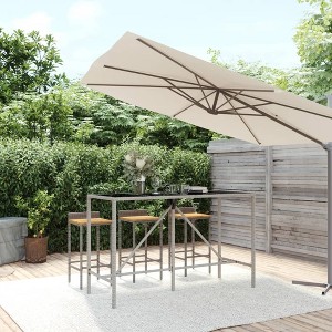 vidaXL Bar Table with Glass Top Gray 70.9 in.x27.6 in.x43.3 in. Poly Rattan - 1 of 4