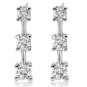 Pompeii3 1ct Three Stone Diamond Earrings 14K White Gold - 1 of 4