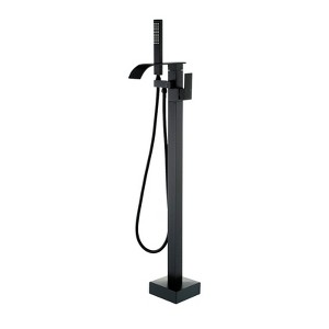 Cobbe Floor Standing Tub Faucet with Swivel Spout Handheld Shower Shower and 59-Inch Hose Tub Filler Single Handle Matte Black - 1 of 4