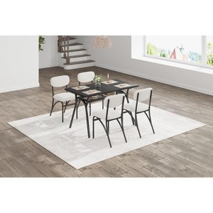 GOCAPTAIN 5-Piece Dining Table Set with Storage Shelf and 4 Velvet Chairs, Small Space Kitchen Table for 4, Dining Set for Small Space, Apartment - 1 of 4