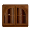 TIRAMISUBEST Mid Century Fluted Sideboard Curved Groove Doors 2 Outlet Holes Narrow Buffet Coffee Bar Cable Ports Living Room, Walnut - 2 of 4