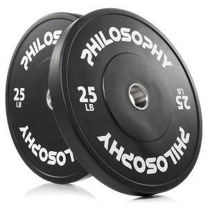Philosophy Gym Set of 2 Olympic 2-Inch Rubber Bumper Plates Black - 1 of 4