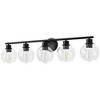 POWLIG 37.4-in 5-Light Matte Black Modern Dimmable Bathroom Transitional Vanity Light with Transparent Glass Shade - 2 of 4