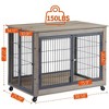 LAOTIES Heavy Duty Wooden Dog Crate with Wheels,Double Doors And Lift Top,Furniture Style Kennel - 4 of 4