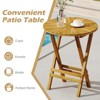 Tangkula Patio Folding Side Table 23.5" Teak Wood Round End Table Fully Assembled Natural - 4 of 4