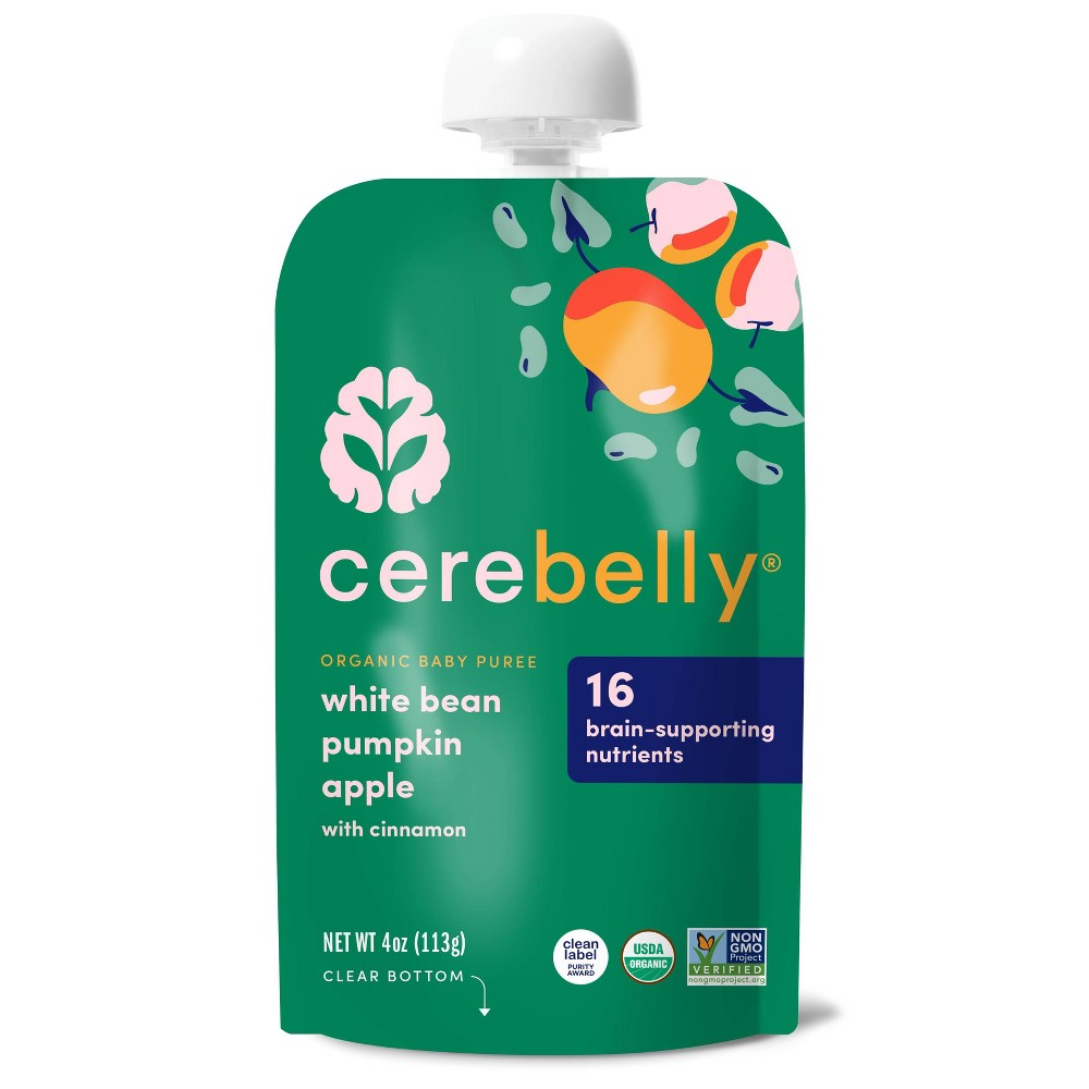 Photos - Baby Food Cerebelly Organic White Bean, Pumpkin and Apple  Pouch - 4oz