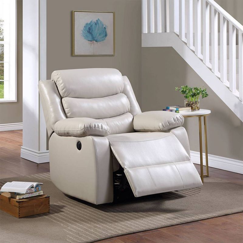 39&#34; Eilbra PU Accent Chair Beige - Acme Furniture, 1 of 8