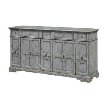 Brett Antique Inspired 4 Door 4 Drawer Storage Credenza/Sideboard Weathered Gray - Treasure Trove
