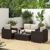 Resenkos 4-Piece Deck Furniture Set, Outdoor Sectional Furniture, PE Rattan, Brown - 2 of 4