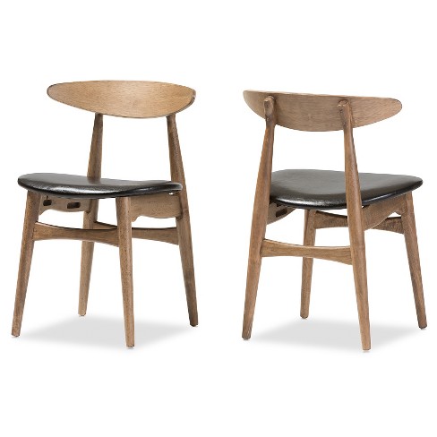 Set Of 2 Edna Mid Century Modern French, Norwegian Danish Tapered Dining Chairs Set Of 2