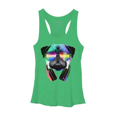 Women's Design By Humans Rainbow Disco Pug By clingcling Racerback Tank Top