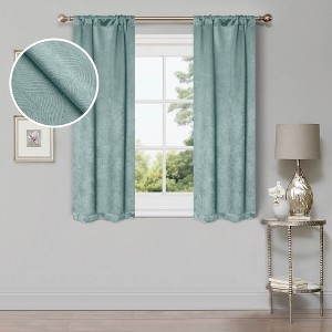 Modern Geometric Waves Room Darkening Semi-Blackout Curtains, Set of 2 by Blue Nile Mills - 1 of 4