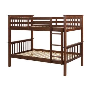 Twin Over Twin Transitional Cottage Solid Pine Bunk Bed Walnut - Saracina Home