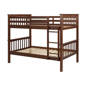 Twin Over Twin Transitional Cottage Solid Pine Bunk Bed - Walnut - Saracina Home, Brown