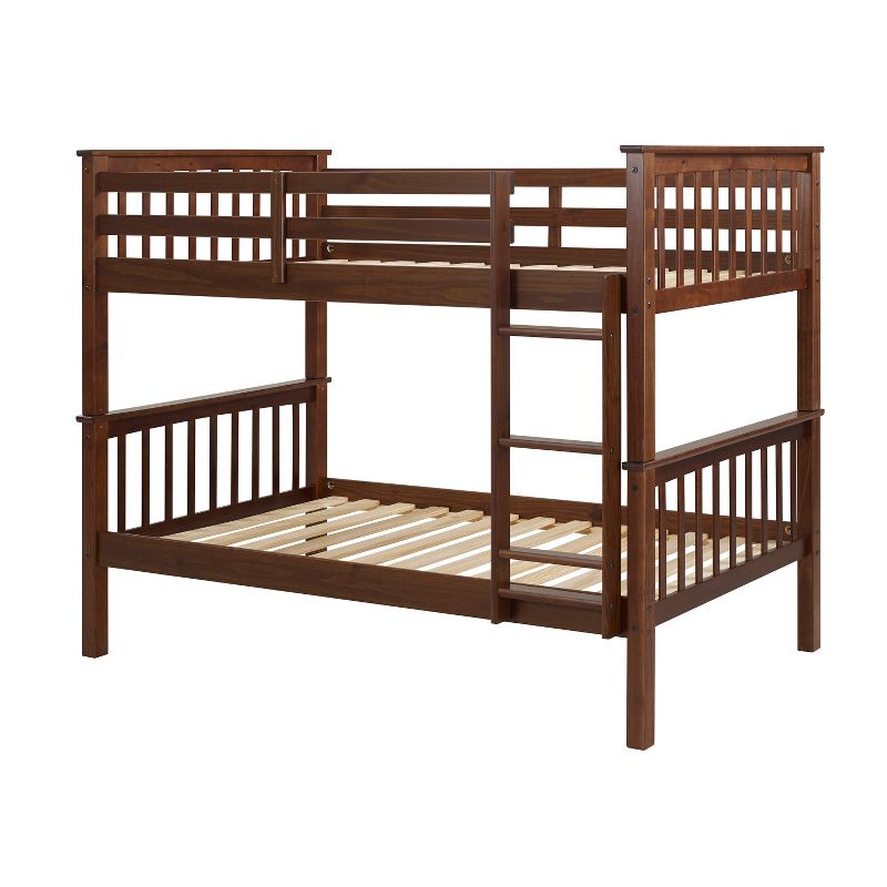 Twin Over Twin Transitional Cottage Solid Pine Bunk Bed Walnut - Saracina Home, 1 of 9