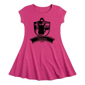 Girls' - Pokémon - Plaid Badge Fit & Flair Cap Sleeve Dress - 1 of 3