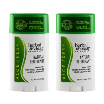 Aloe Fresh Deodorant - Pack of 2 by Herbal Clear Naturally  -  2.65 oz Stick