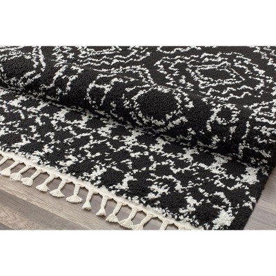CosmoLux Black and White Shag Moroccan 5' x 7' Area Rug