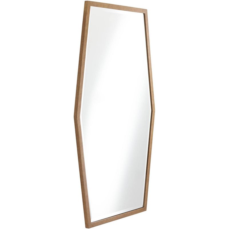 Noble Park Hexagonal Vanity Decorative Wall Mirror Modern Warm Gold Wood Finish Frame 28" Wide for Bathroom Bedroom Living Room Office, 4 of 7