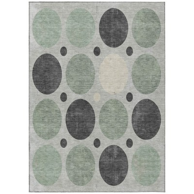 HomeRoots 10' X 14' Sage Charcoal And Ivory Geometric Washable Indoor Outdoor Area Rug