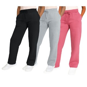 Blue Ice Women's Heavyweight Wide Leg Loose Fit Fleece Sweatpants-3 Pack - 1 of 3