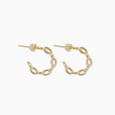 sanctuaire Dainty Link Chain Hoop Earrings Gold